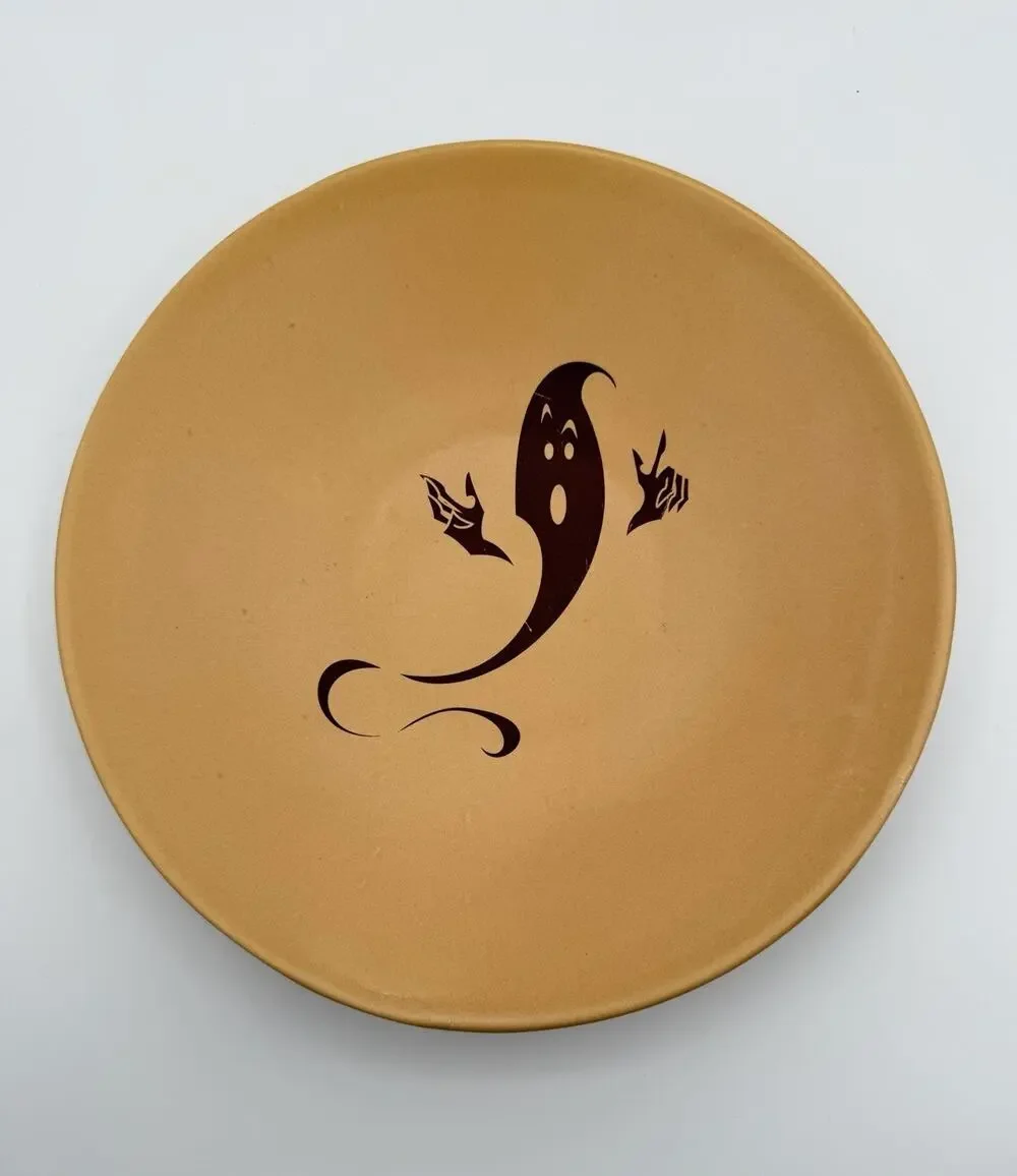 Lonesomeville Pottery Spooky Ghost Bowl 11” Halloween Decor Signed